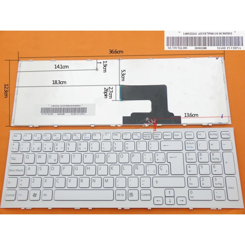 TECLADO PORTATIL SONY VPC-EE SERIES Aene7p00110