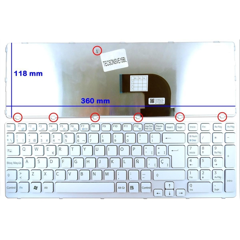 TECLADO BRANCO PARA PORTÁTIL SONY VAIO SVE15 SVE17 SERIES