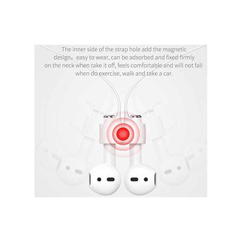 CABLE DE SILICONA MAGNÉTICO PARA AURICULARES APPLE AIRPODS GRIS Y BLANCO