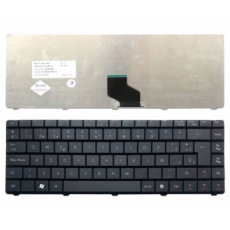 TECLADO PARA PORTÁTIL GATEWAY NV4005V SERIES 9J.N1R82.00S KB.I140G.105 NSK-GP00