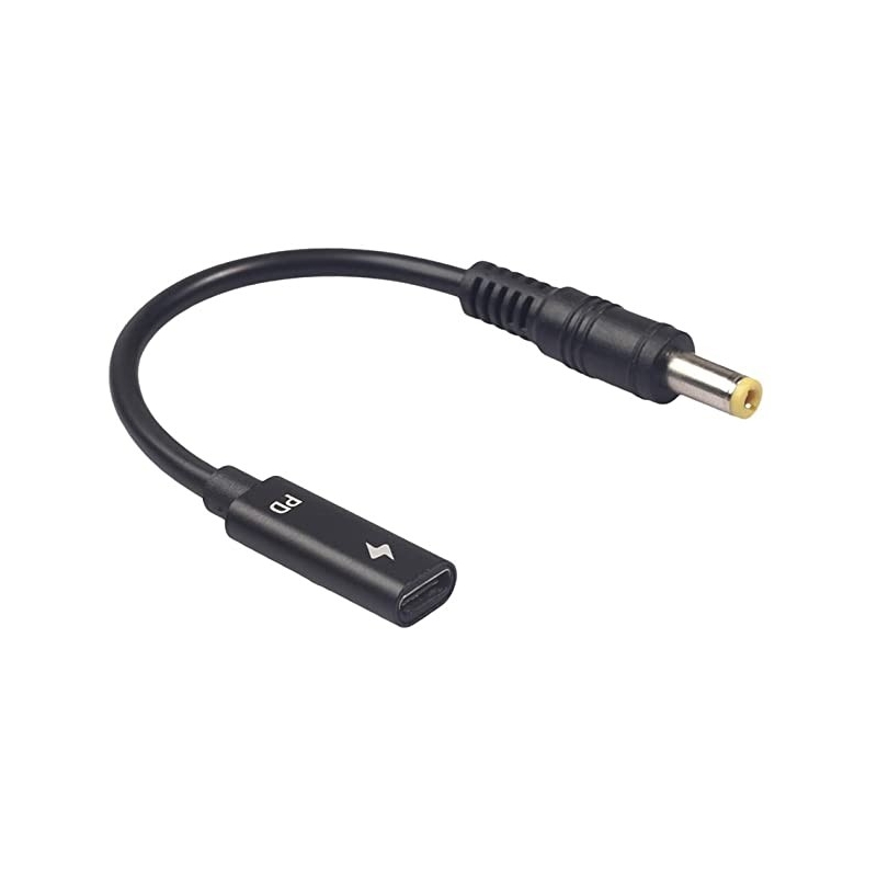 ADAPTADOR USB-C HEMBRA A 5.5X2.5MM MACHO 65W DE 15CM
