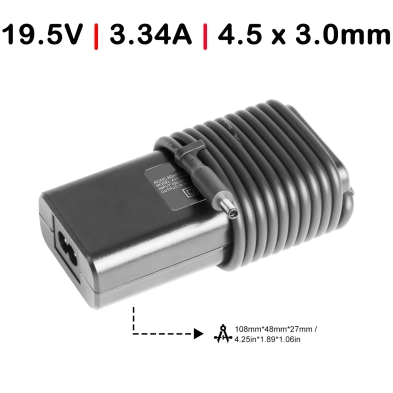 CARGADOR PARA PORTÁTIL DELL 19.5V 3.34A 65W 4.5X3.0MM