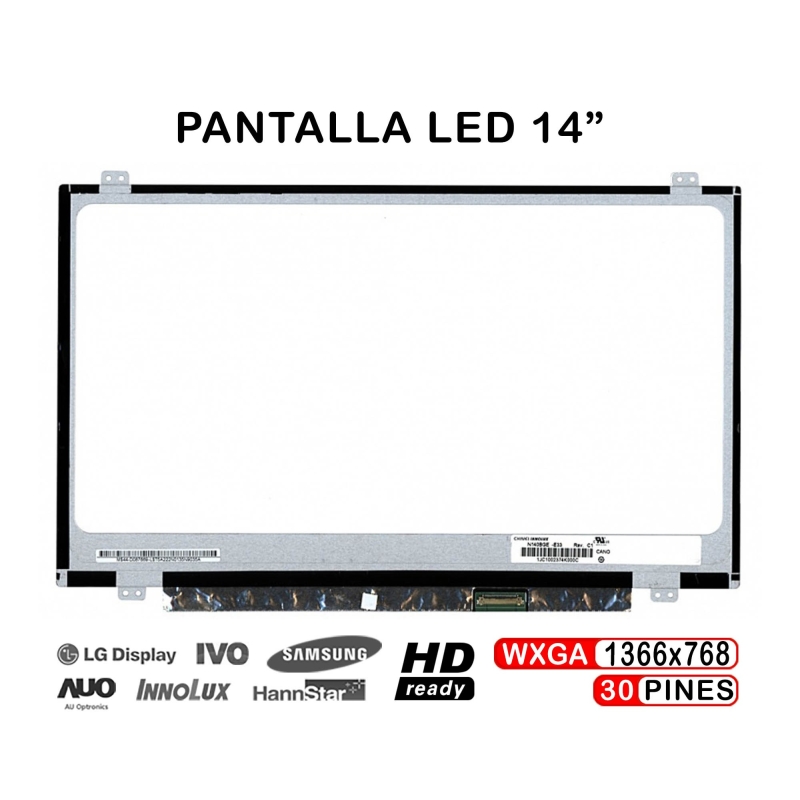 ECRÃ LED DE 14" PARA PORTATIL N140BGA-EA3 REV.C1 HB140WX1-401 HB140WX1-501 HB140WX1-601 N140FGE-EA2