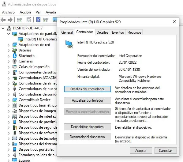 Revertir controlador de pantalla