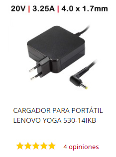 cargador para portátil lenovo 20v 3.25a 65w