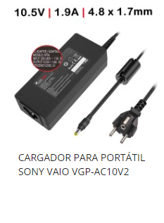 Cargador portatil Sony VAIO 10.5V 1.9A