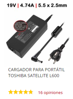 Cargador portatil Toshiba 19V 4.74A 5.5x2.5mm