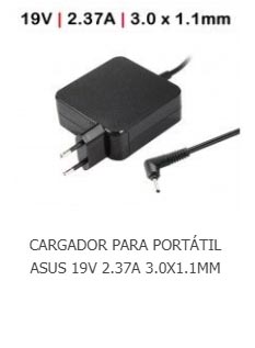 Cargador Asus 19V 2.37A 3.0X1.1MM