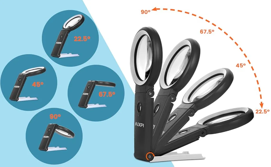 Lupa ajustable con soporte plegable