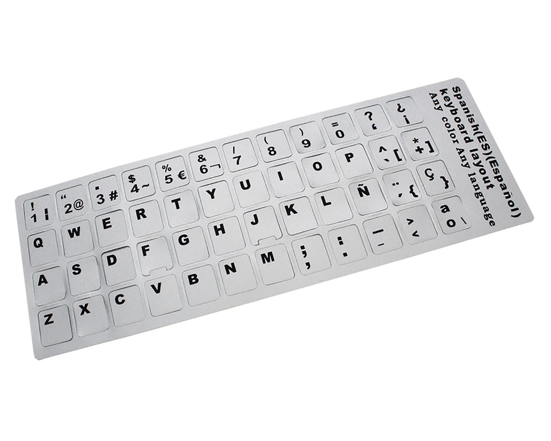 Pegatina para teclado SP plateado con letras negras